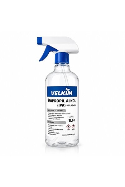 VELKİM İzopropil Alkol %99.9 Saf IPA 1 Lt - 3D Yazıcı, Devre, Cam, Lens, Oto ...