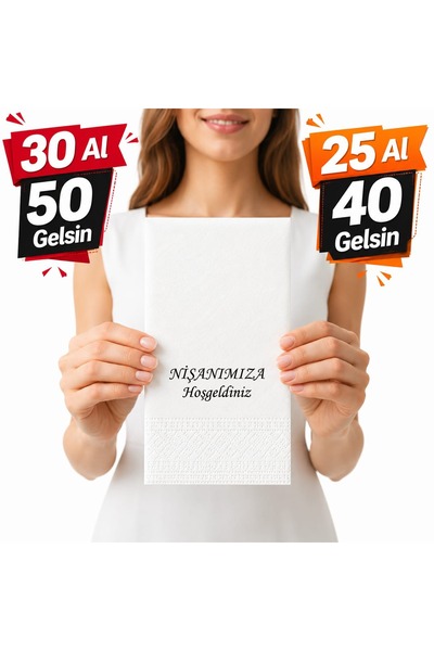 AŞKGÜL STORE Nişanımıza Hoşgeldiniz Baskılı Peçete 25 adet (40 Gelsin)