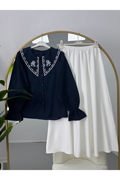 YILMAZBARMAZ Embroidered Baby Collar Skirt Set