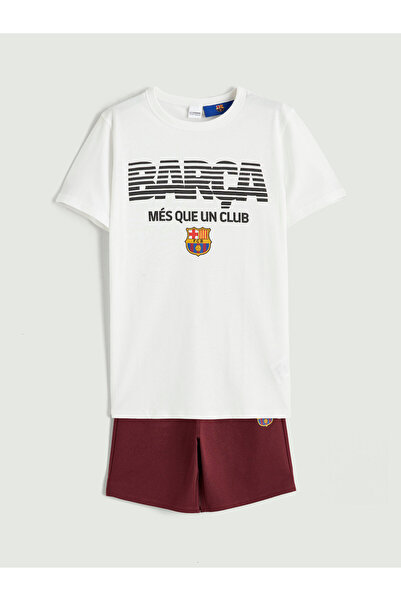LC Waikiki Tricou și pantaloni scurți imprimați FC Barcelona pentru băieți