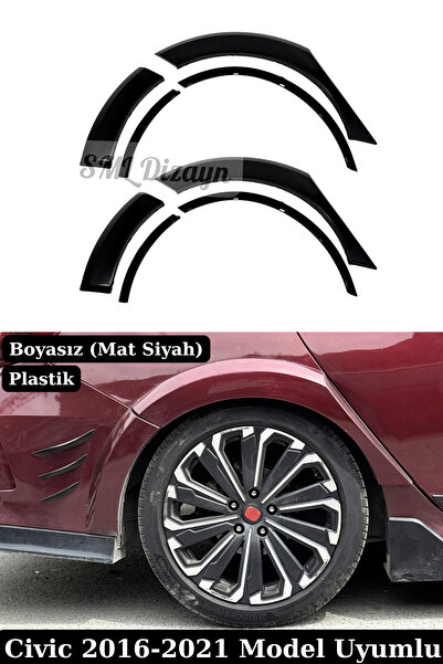SML Dizayn Honda Civic FC5 Arka Çamurluk Dodik Seti Mat Siyah (2016-2021) Typ...