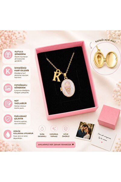 enyessaccessory Fotoğraflı Harfli Anı Kolyesi Çelik Fotoğraflı Gönderim