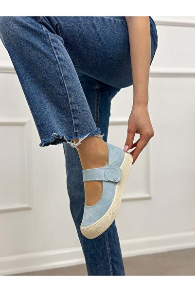 ERVANIN BUTİĞİ Blue Suede (Roley) Velcro Women's Sneakers