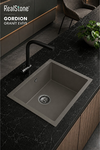 RealStone Real Stone K005 Gordion 52 Granit Mutfak Eviyesi Gri 52X47 Cm