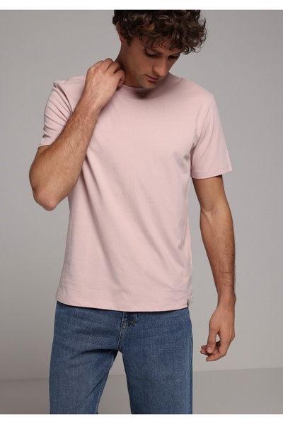 Colin's Regular Fit Round Neck Plain Men's Pink Short Sleeve T-Shirt