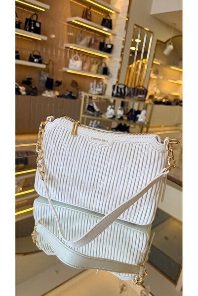 DUYGUSHOESBAG Imported striped design gold chain detail medium bag