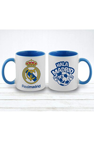 REAL كوب قهوة سيراميك مطبوع عليه نادي مدريد لكرة القدم - سعة 11 أونصة