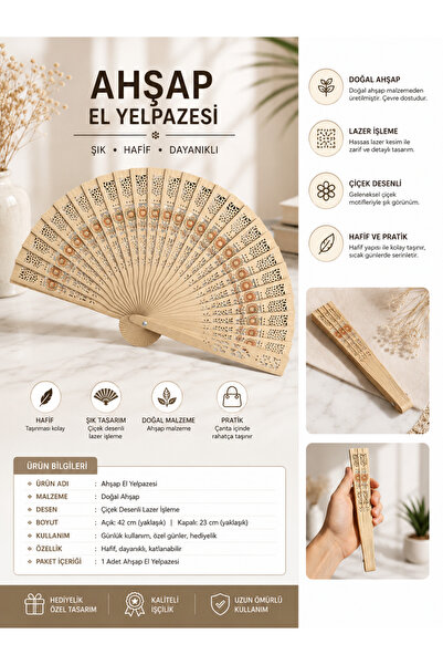 ARLİNA AHŞAP EL YELPAZESİ