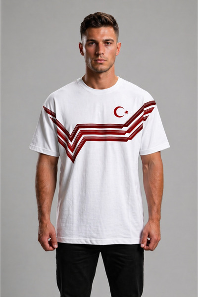 VEK Tricou turcesc retro supradimensionat cu design special