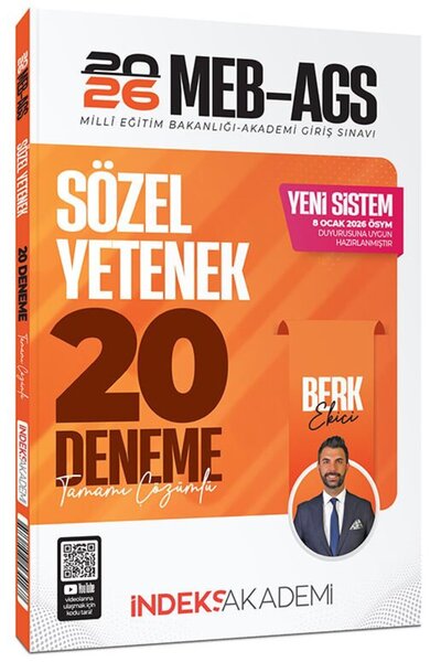 İndeks Akademi YENİ AGS - 2026 MEB-AGS Sözel Yetenek 20 Deneme Çözümlü - Berk...