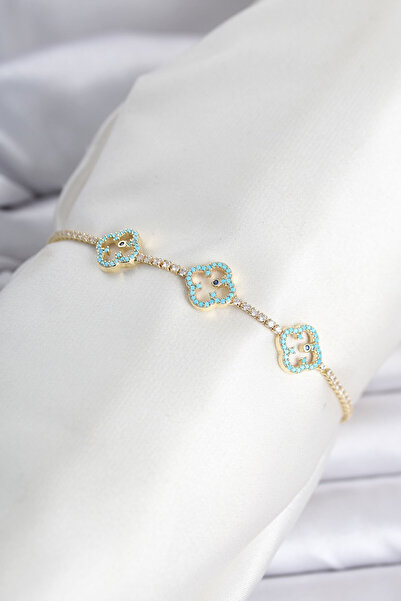 callerrons accessories سوار نسائي من النحاس بلون ذهبي مع تفاصيل من الفيروز عل...