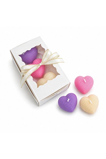 OEM Set of 3 scented candles, soy wax hearts, handmade, lavender, rose and va...