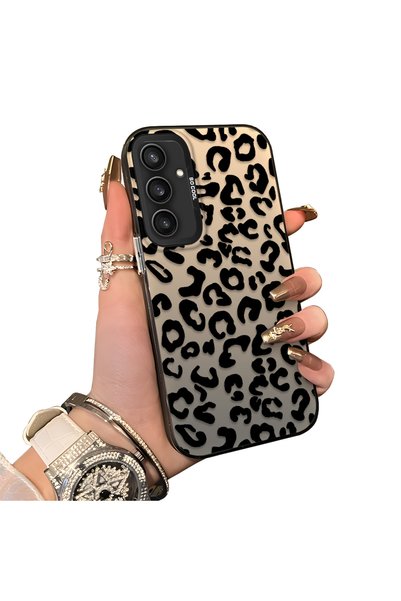SLIMFELT Samsung Galaxy S23 FE Uyumlu Yüksek Kaliteli Kaplan Desenli Siyah Kılıf