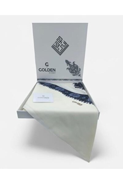 qutniat albalad شال كشميري GOLDEN FAIR سكري تطريز رمادي وأزرق
