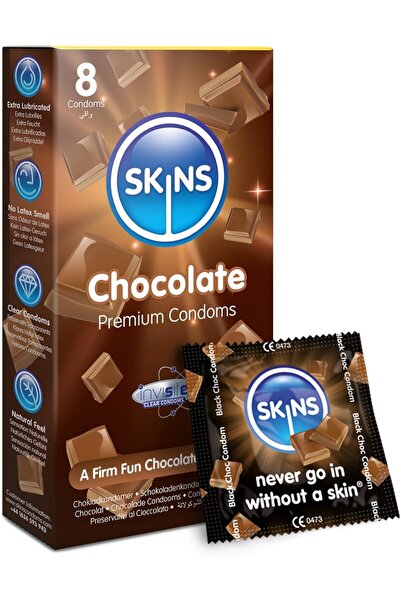 Skins واقيات ذكرية بنكهة الشوكولاتة عبوة 8 قطع