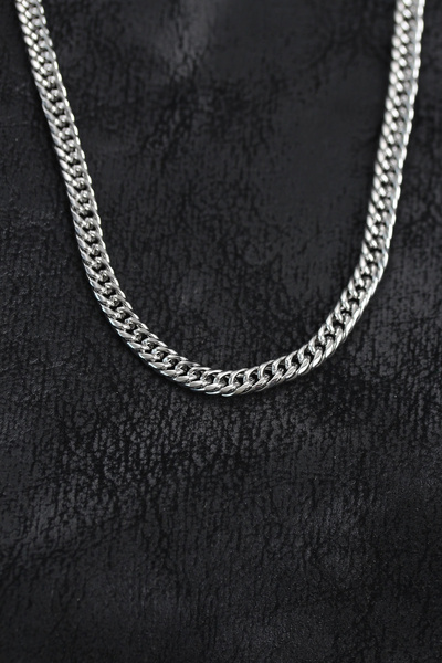 shopwave 316L Steel Silver Color Curb Model Chain Men's Necklace