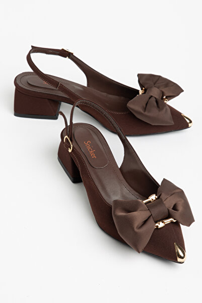 SNİCKER Immense Thick Heeled Women's Stilleto with Gold Detail and Bow