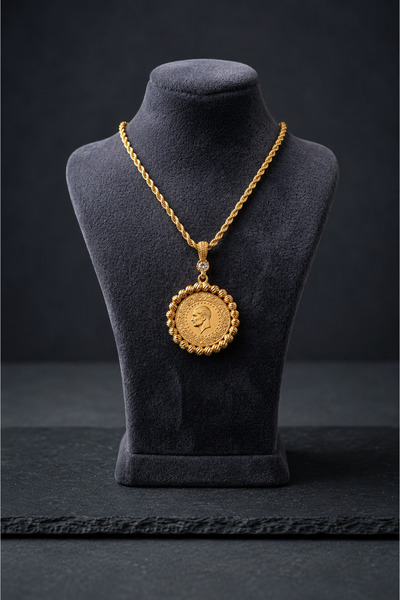 Enum Company Women'S, Gift-Giving Half Gold Dorica Detailed Necklace - Specia...