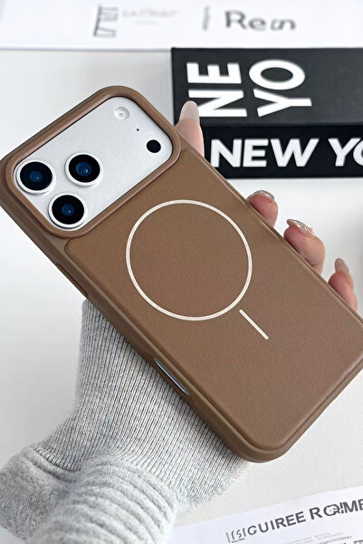 WANNA PROTECT Iphone 17 Pro Max Uyumlu Magsafe Destekli Deri Görünümlü Premiu...