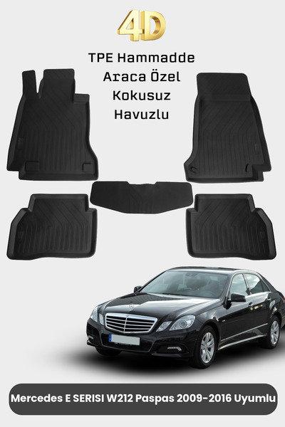 Mercedes E Serisi W212 Paspas 2009 2016 Uyumlu 4D Havuzlu Paspas