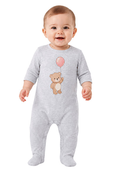onymino Baby Boy and Girl Teddy Bear Balloon Printed Footed Jumpsuit – 100% C...