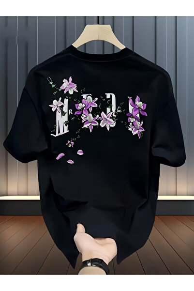 CLASSY.MODA تي شيرت أسود أساسي مطبوع من ستريت فاشون بريميوم