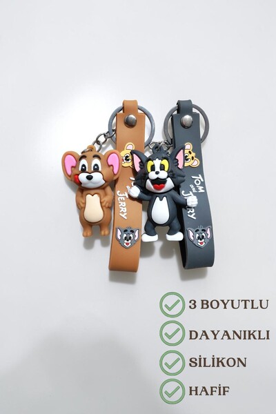 Lynare Tom and Jerry 3D Silicone Figured Keychain and Bag Accessory Set of 2