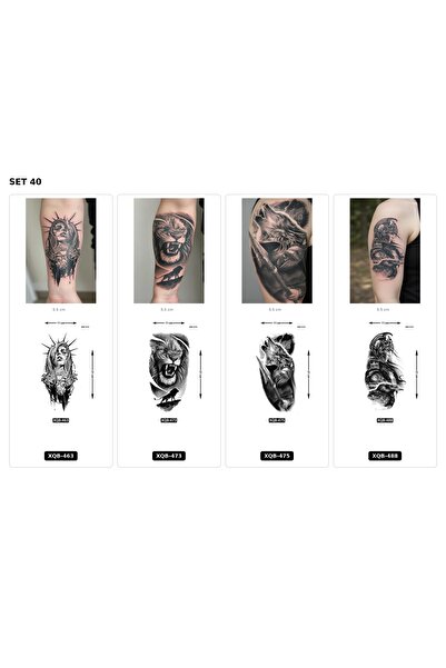 Airbrush Tattoo Yapıştırma Dövme 4 Adet Birden 1 Hafta Kalıcı Geçici Dövme Haftalık Set 69