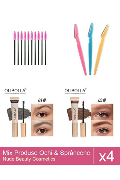 Makeup Set Mix 4 produse Rimel Sprancene: Rimel sprancene Olibolla #01 Espres...