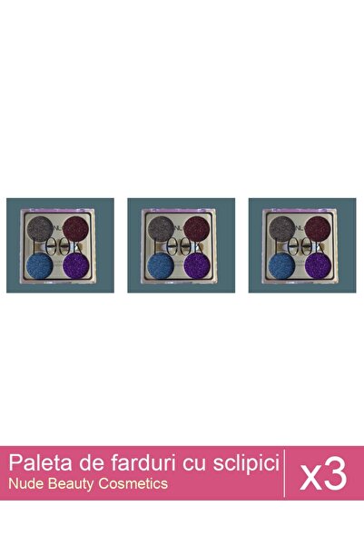 Makeup Set of 3x Glitter Eyeshadow Palette, Scanlon, No. 2