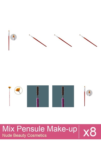Makeup Set Mix 8 produse Pensule Makeup: Pensula gel limba de pisica - nr.2, ...