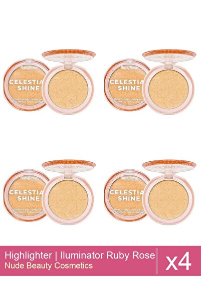 Makeup Set 4x Highlighter | Iluminator Ruby Rose - Celestial Shine 03 Champag...