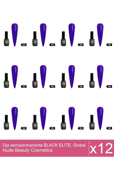 Makeup Set of 12x BLACK ELITE semi-permanent nail polish, Global Fashion 8 ml...