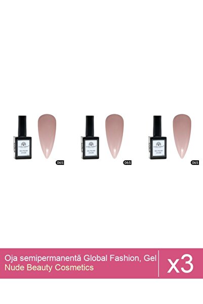 Makeup Set 3x Oja semipermanentă Global Fashion, Gel polish Elite Glow 15 ml,065