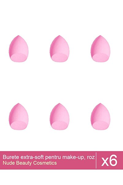 Makeup Set of 6 extra-soft make-up sponges, pink - beveled