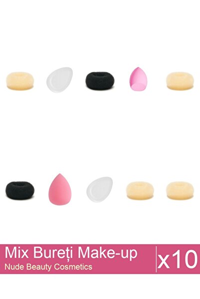 Makeup Mix Set 10 products Sponges: Blonde bun sponge - 9 cm diameter, Blonde...