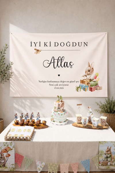 Narelinse Erkek Tavşan Temalı Kişiselleştirilebilir Büyük Ebat Birinci Kalite...