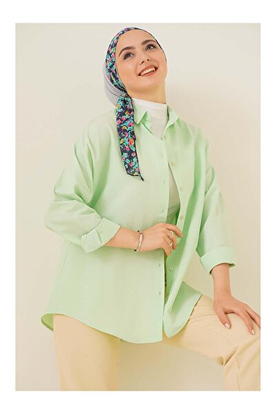 LC Waikiki Nevavm 103901 Oversize Basic Hijab Shirt - E.Green