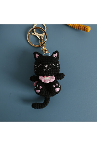 Choice5 5 Small Cat Crochet Keychain Handmaking Crochet Cute Kitten Keyrings ...