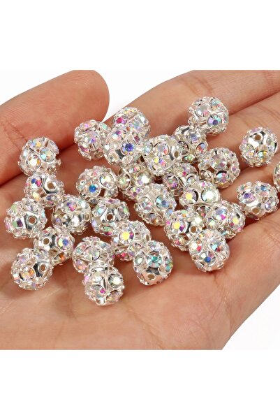 choice2 6mm 50pcs AB color 50pcs 6mm AB Color Metal Crystal Beads Rhinestone ...