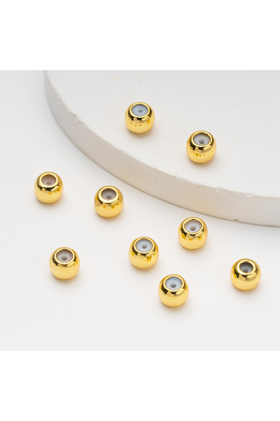 Choice9 3mm 18K Gold 20pcs 3/4/5/6mm 18K Gold Stopper Silicone Slider Brass B...