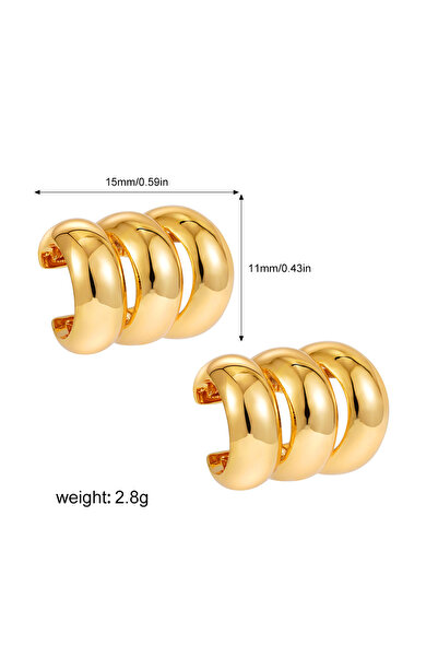 Choice Gold 18K Gold Color Stainless Steel Three-layer clip earring for women...