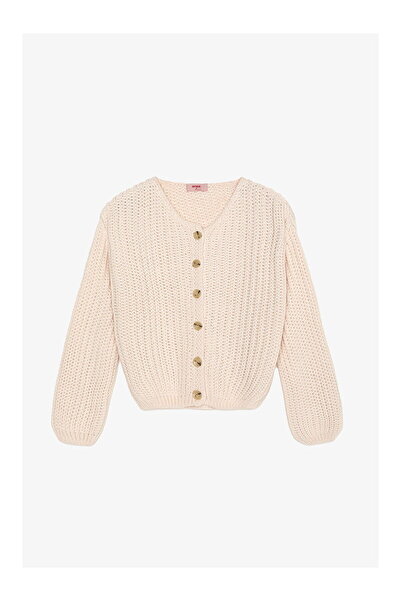 LC Waikiki Nevavm Buttoned Thick Knitted Sweater Cardigan Stone