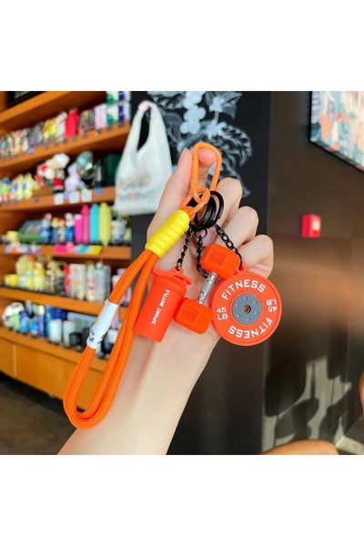 Choice5 Orange Fitness Series Detachable Barbell Plates Keychain with Simulat...