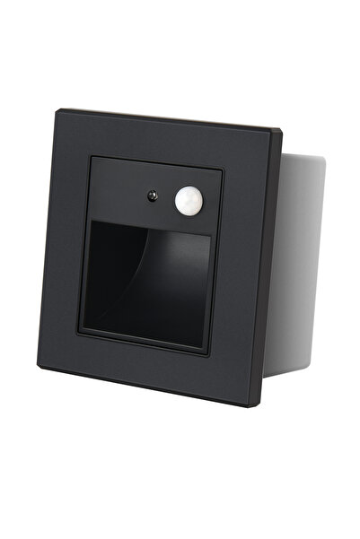 DELIGHT LED WALL SPOT WITH SENSOR BLACK 1W 3000K IP20 86*90*30MM