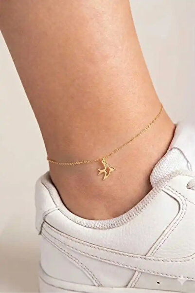 flamingo jewelery Orjinal 14 Ayar Altın Minimal Kırlangıç Altın Halhal.rose.g...