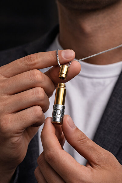 OSMANLI GÜMÜŞ Steel Necklace for Women Men - Stainless Steel Openable Capsule...