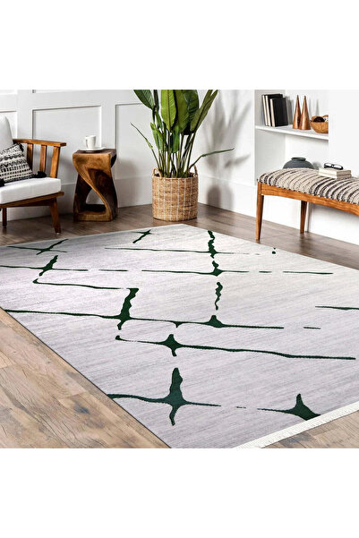 halinet Halı.Net Anthracite Modern Washable Non-Slip Living Room Carpet Cr-St...