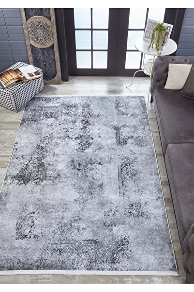 halinet Halı.Net Anthracite Vintage Antique Washable Non-Slip Living Room Car...