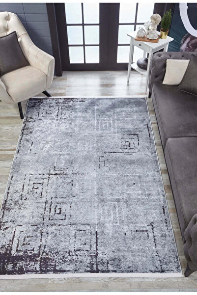 halinet Halı.Net Gray Modern Washable Non-Slip Living Room Carpet Haln-Hln1852